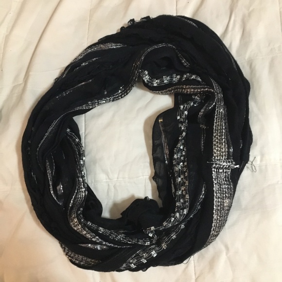 2 scarves; black and white & purple multicolored - Picture 3 of 6